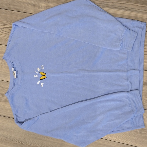 Embroidered BE KIND Blue Sweatshirt - Picture 1 of 3